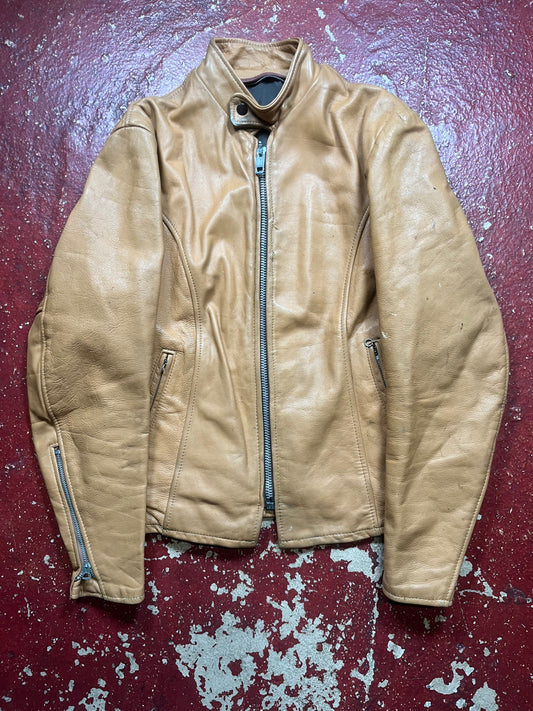 60s/70s Tan Cafe Racer Leather Jacket