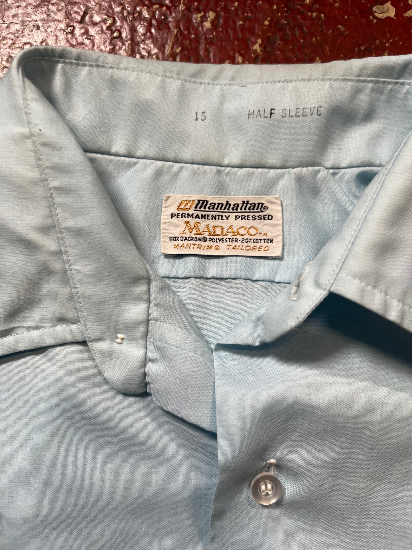 70s Manhattan Blue Short Sleeve Button Up