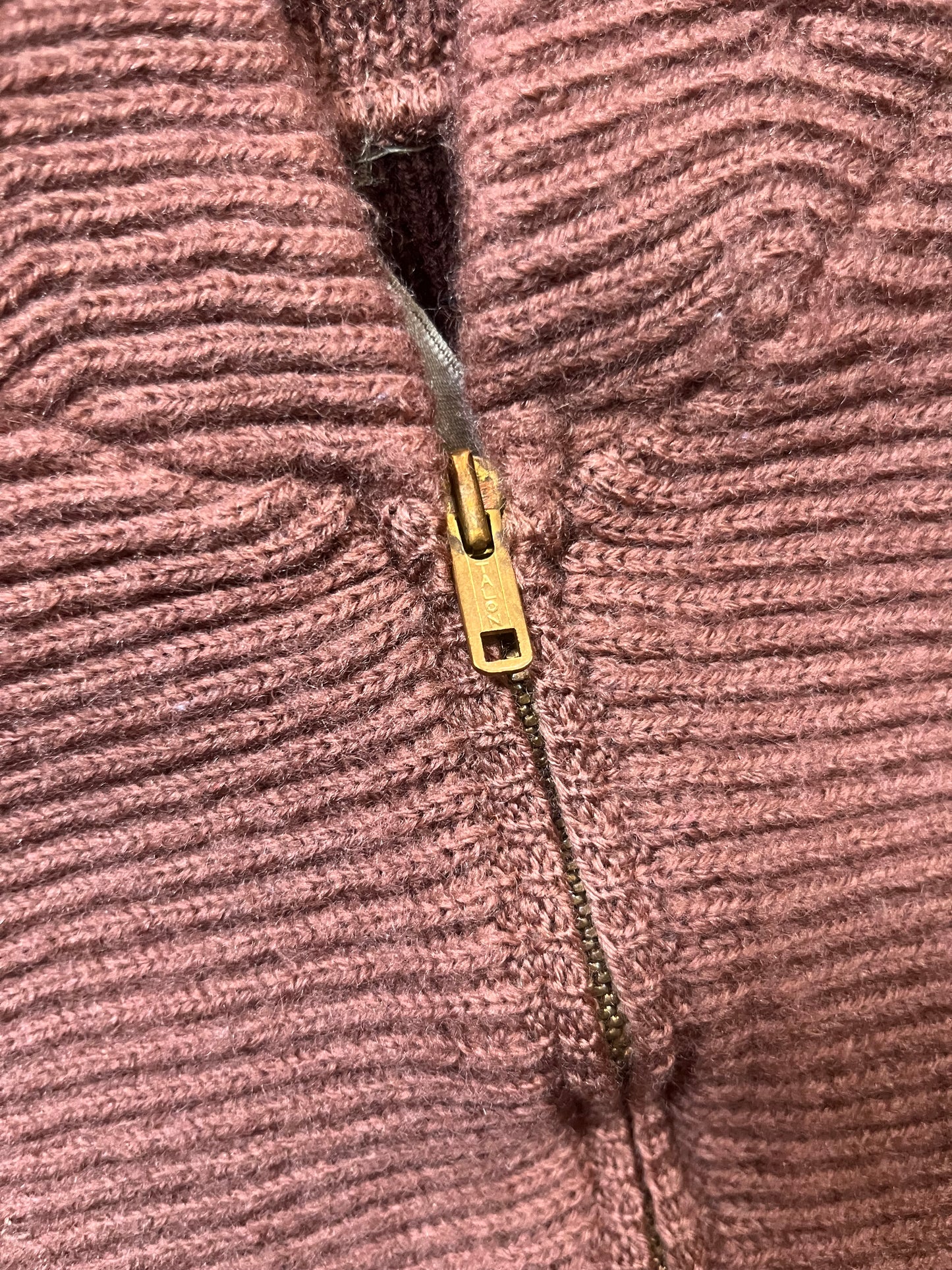 50s Penneys Brown Full Zip Knit Sweater