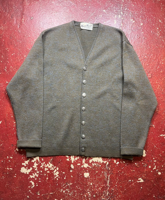 60s Kaso Knit Green Wool Cardigan