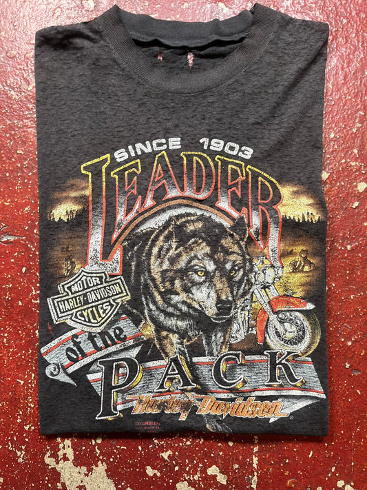 1990 3D Emblem Harley Davidson Leader Of The Pack Cutoff Shirt