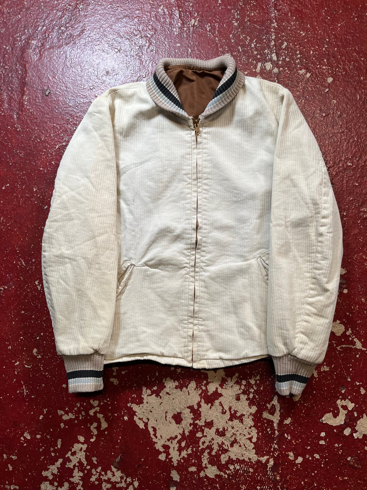 50s White Corduroy Shawl Collar Jacket
