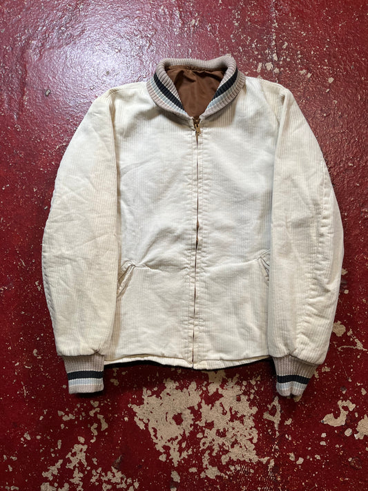 50s White Corduroy Shawl Collar Jacket