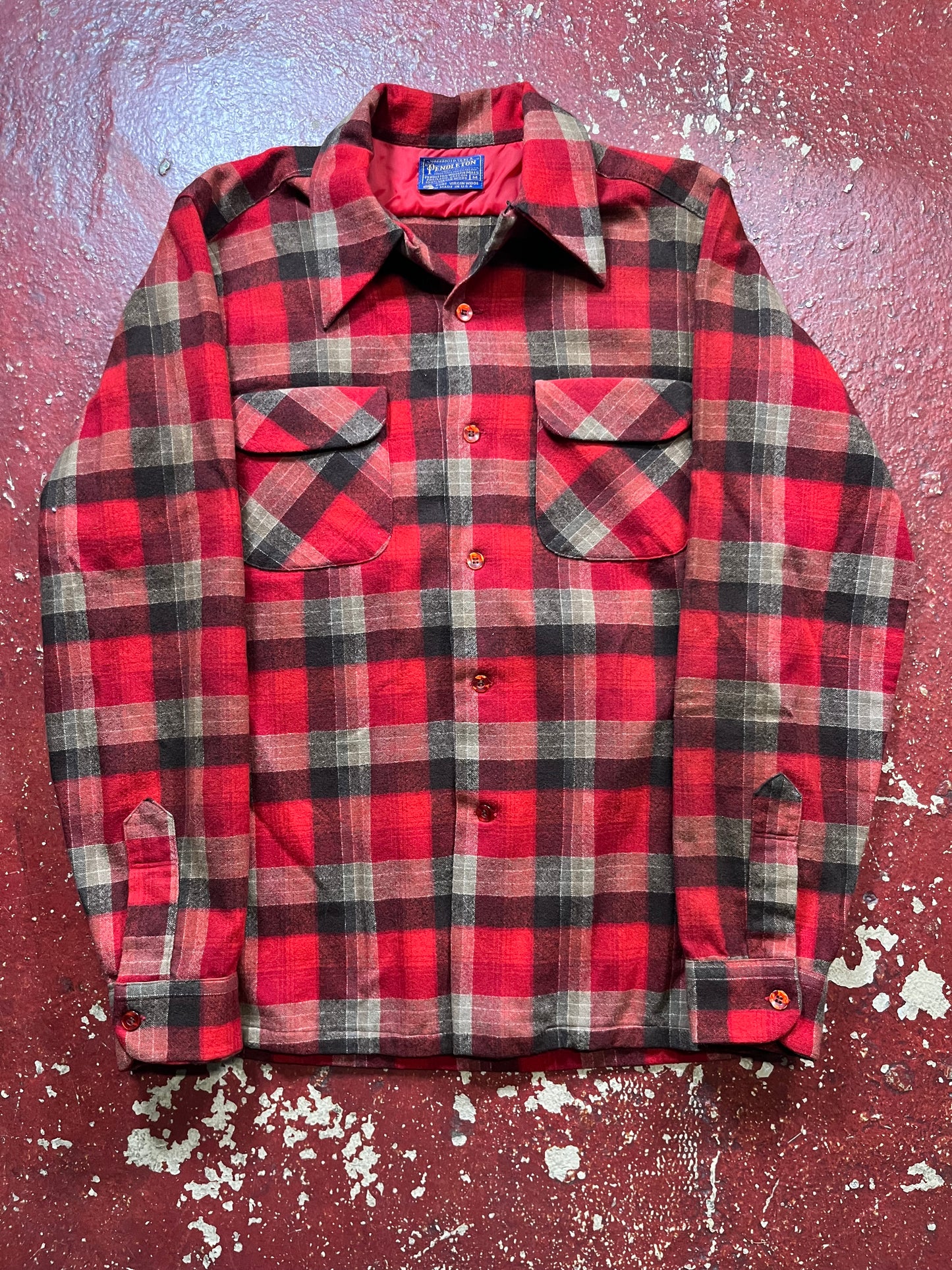 60s Pendleton Red & Black Board Shirt