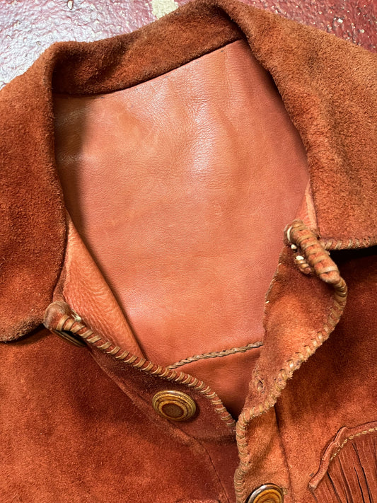 60s/70s Fringe Suede Orange Jacket