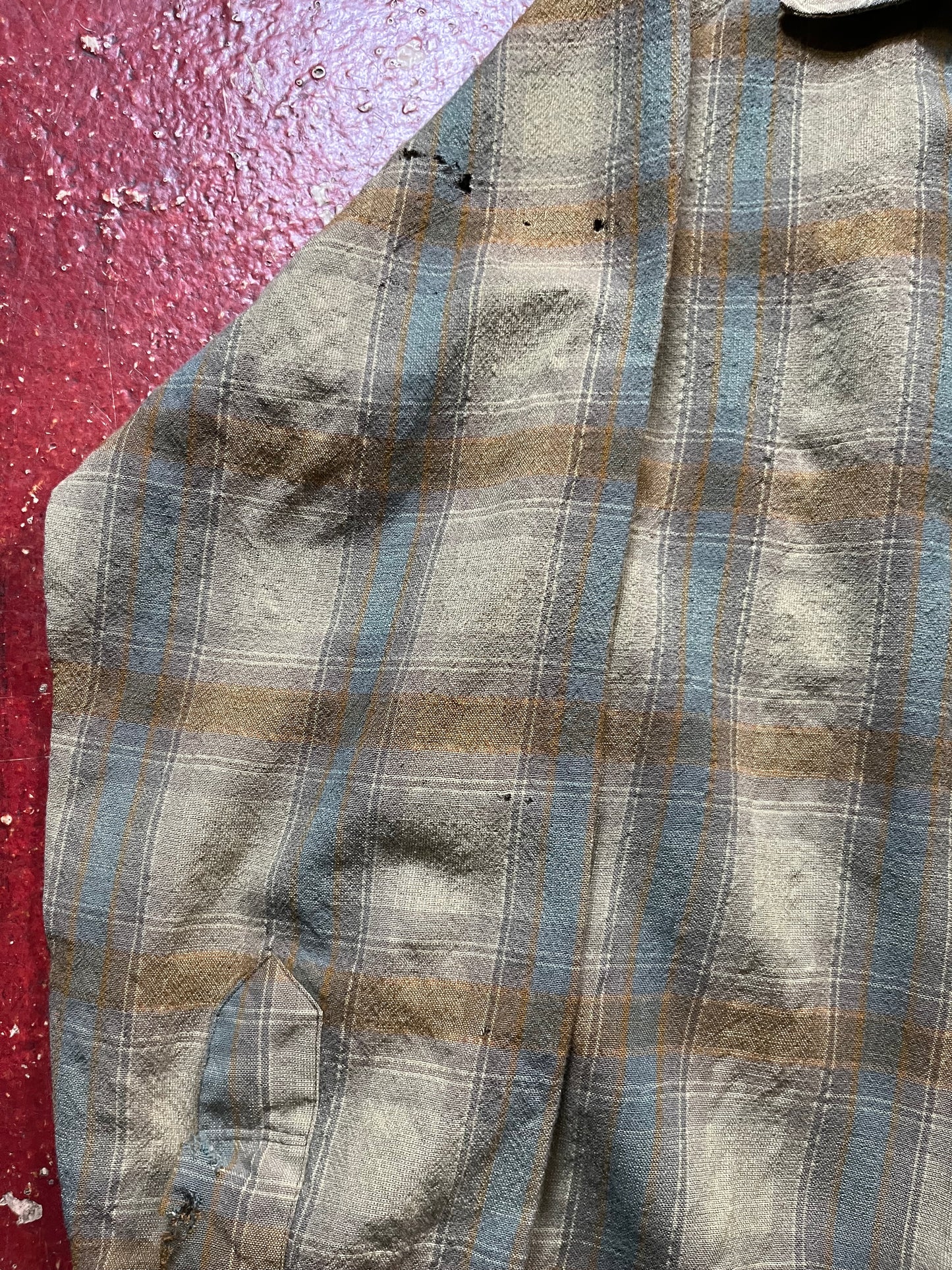 50s/60s Pendleton Green & Brown Loop Collar Long Sleeve Shirt