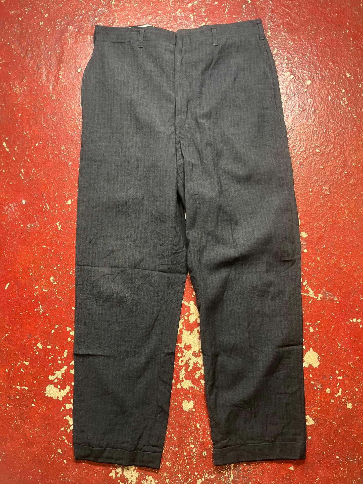 50s Drop Loop Black Wool/Gabardine Pants