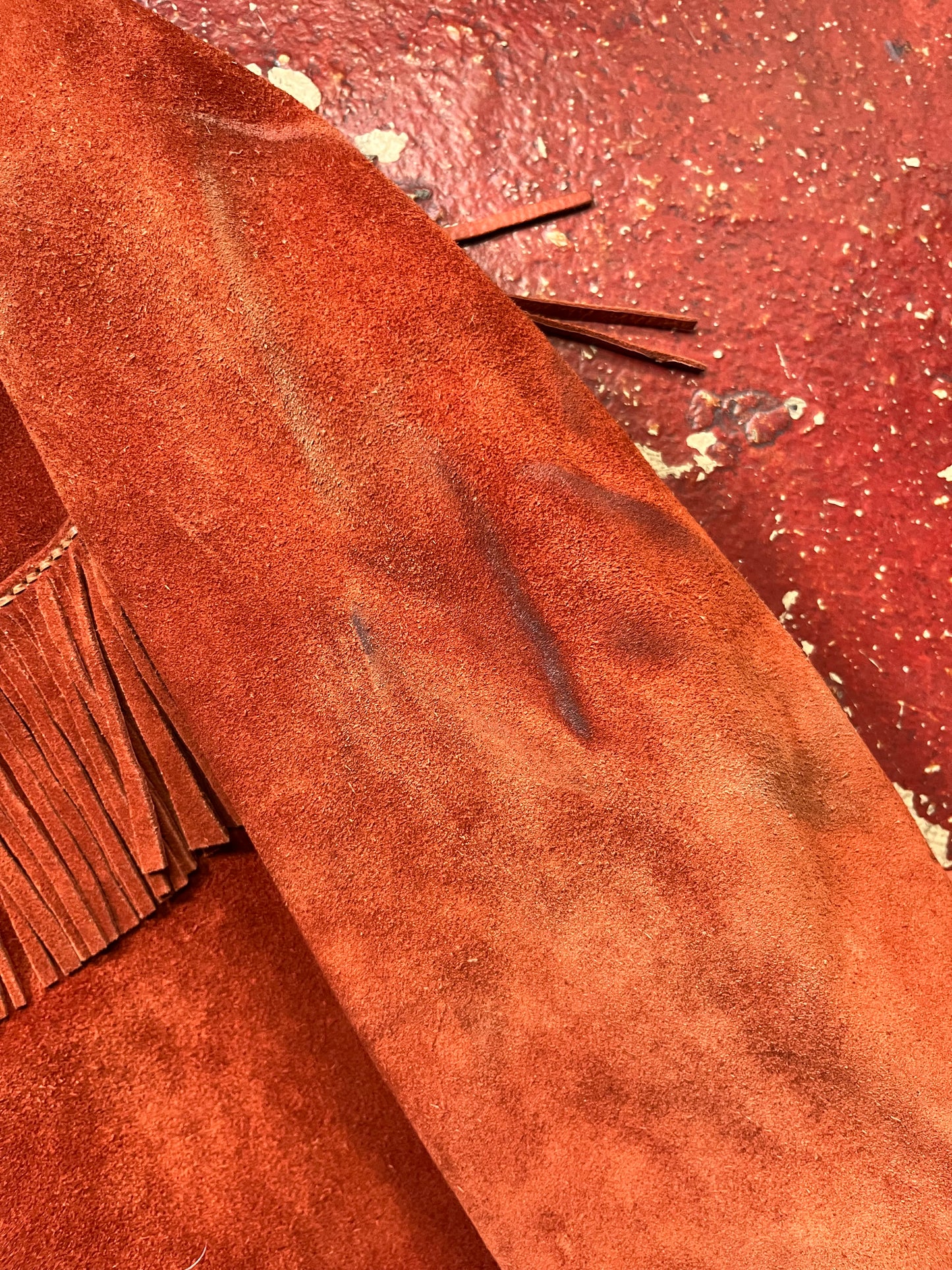 60s/70s Fringe Suede Orange Jacket