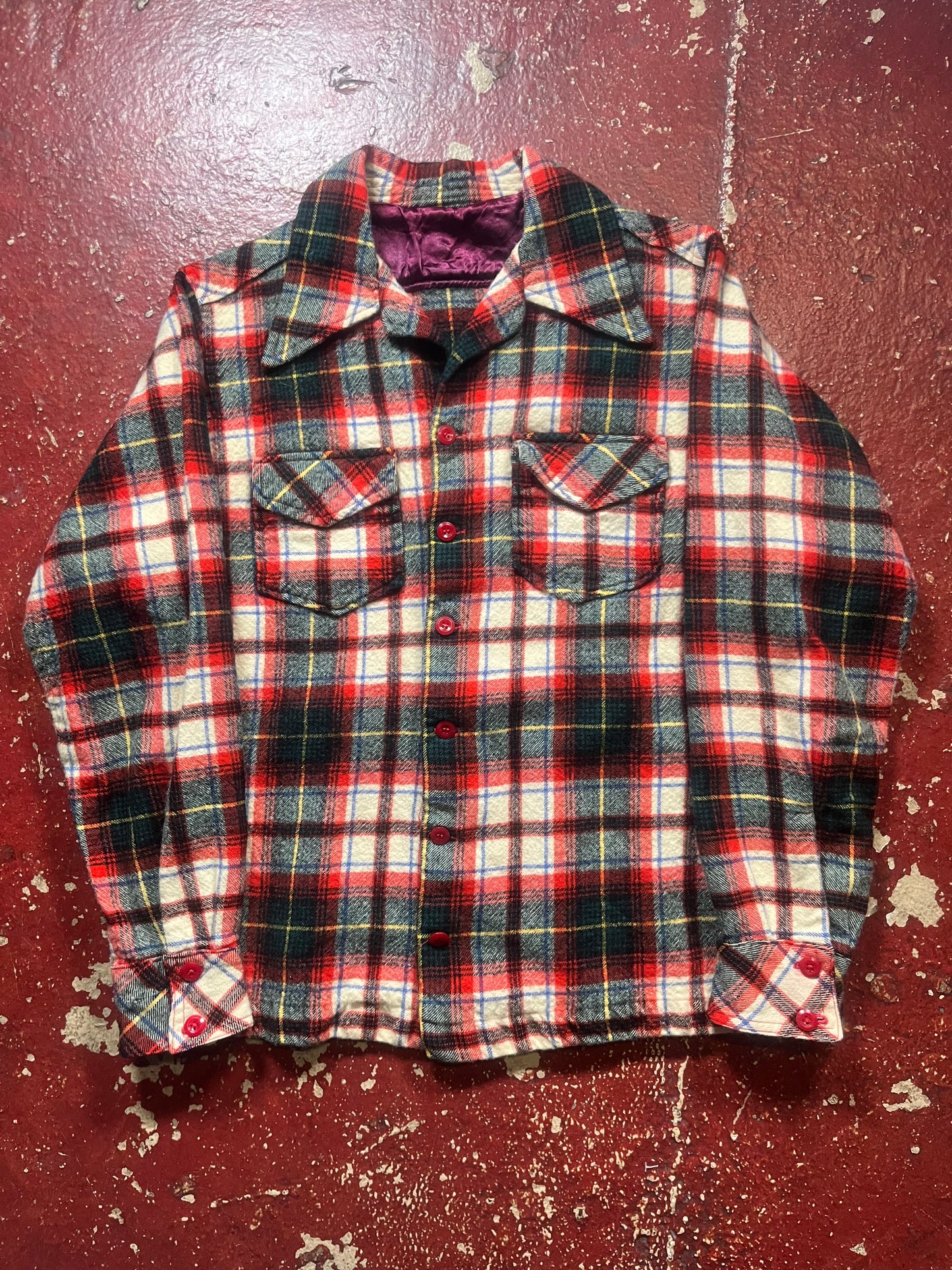60s Wool Red & Green Flannel