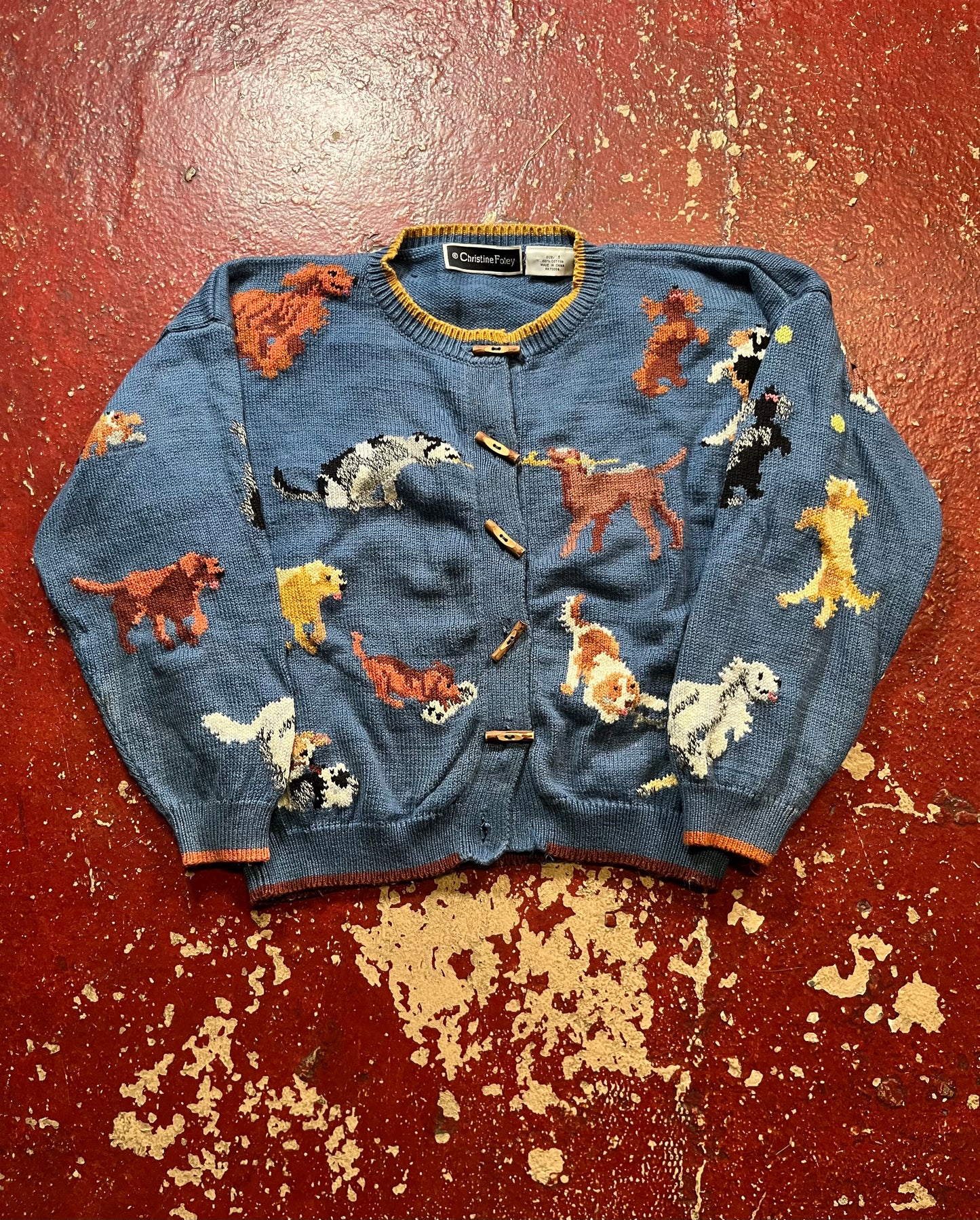 90s Christian Foley Dogs & Sticks Cardigan