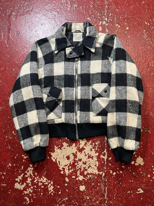 70s Black & White Plaid Jacket