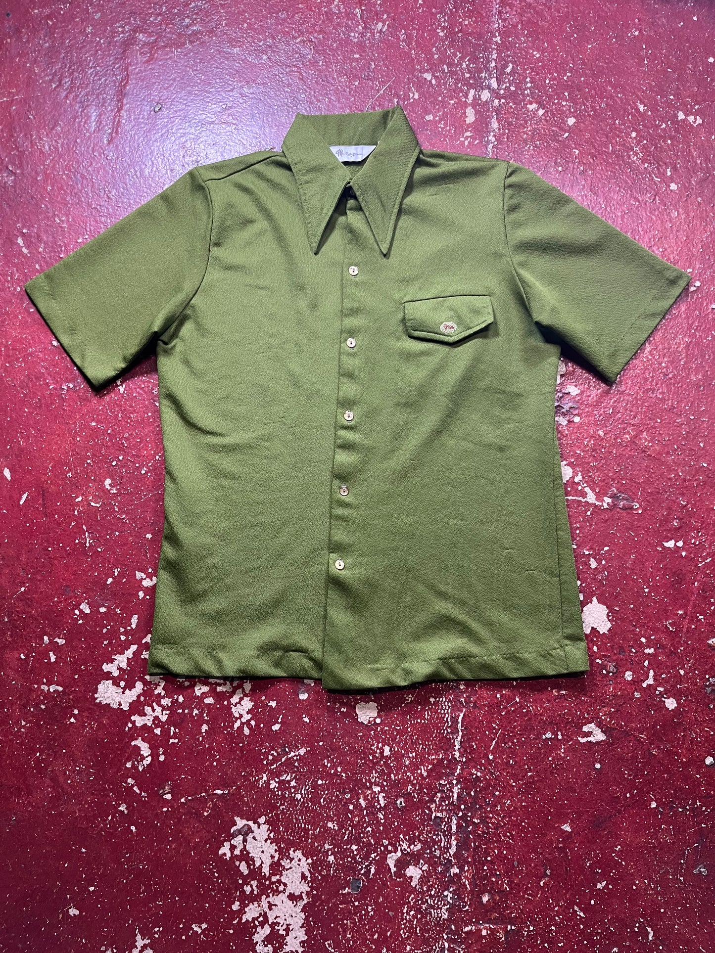 70s Mr California Green Acrylic Polo