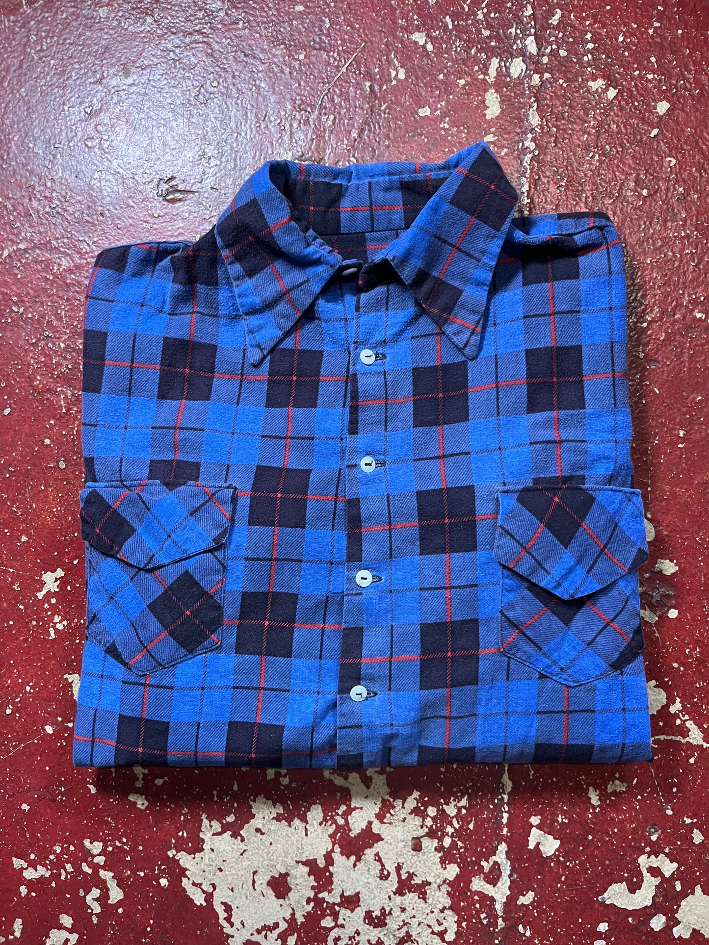 60s/70s Blue & Black Flannel
