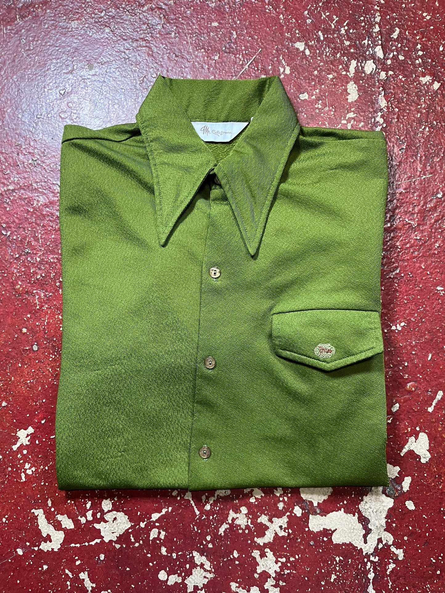 70s Mr California Green Acrylic Polo