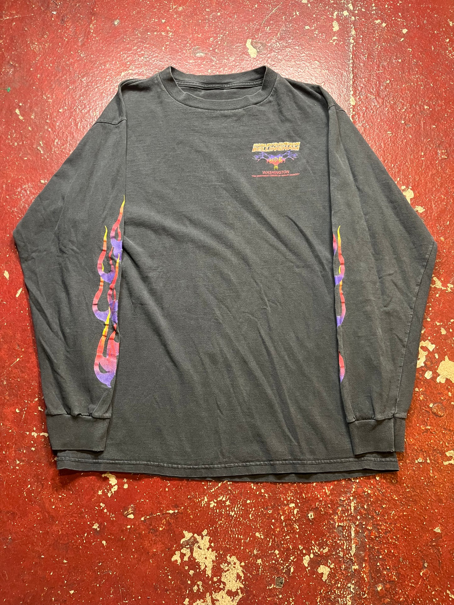 90s Harley Davidson Bellingham Flames Long Sleeve Shirt