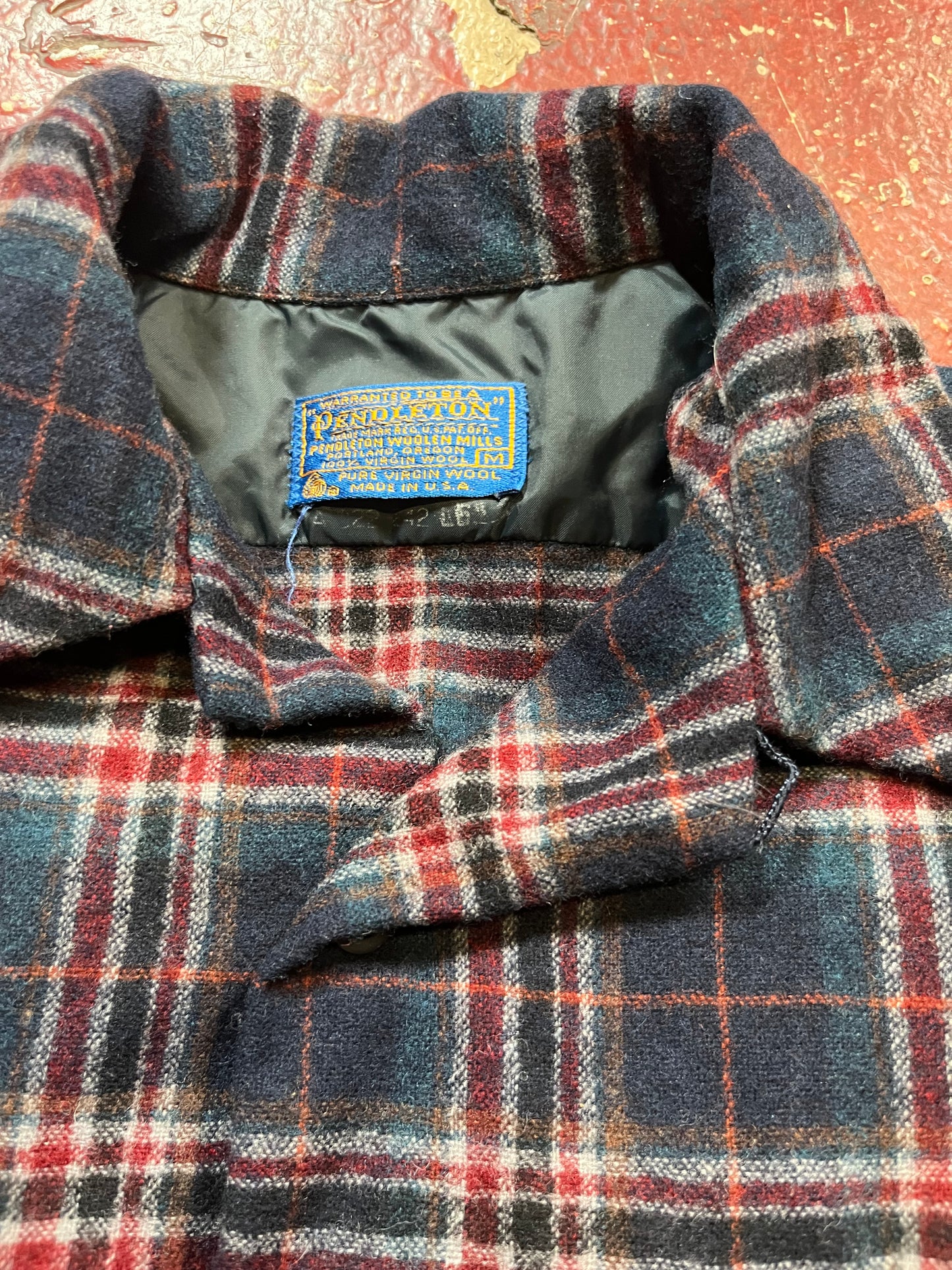 60s Pendleton Blue & Red Loop Collar Board Shirt
