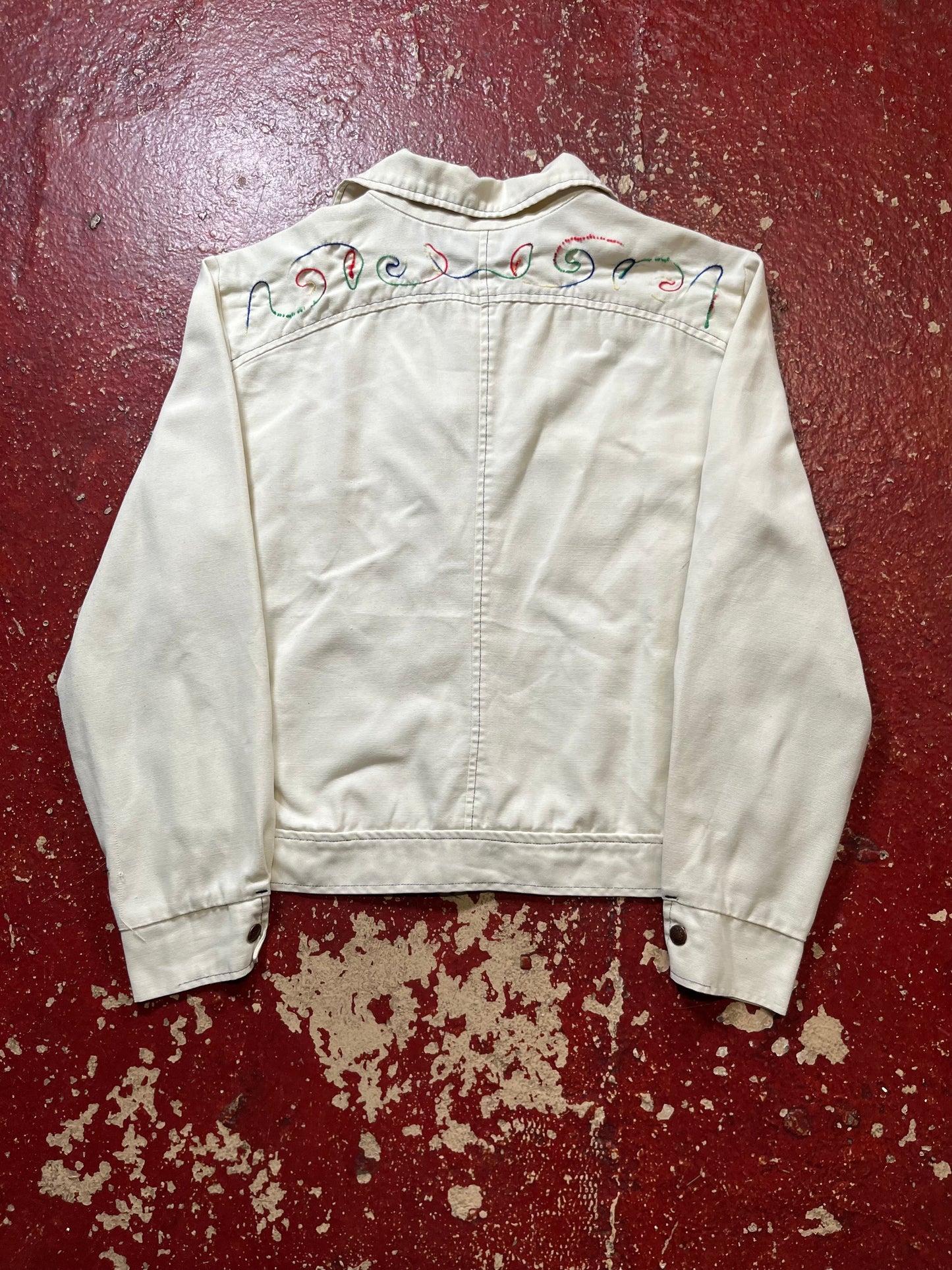 70s Lewis Clark State White Snap Jacket