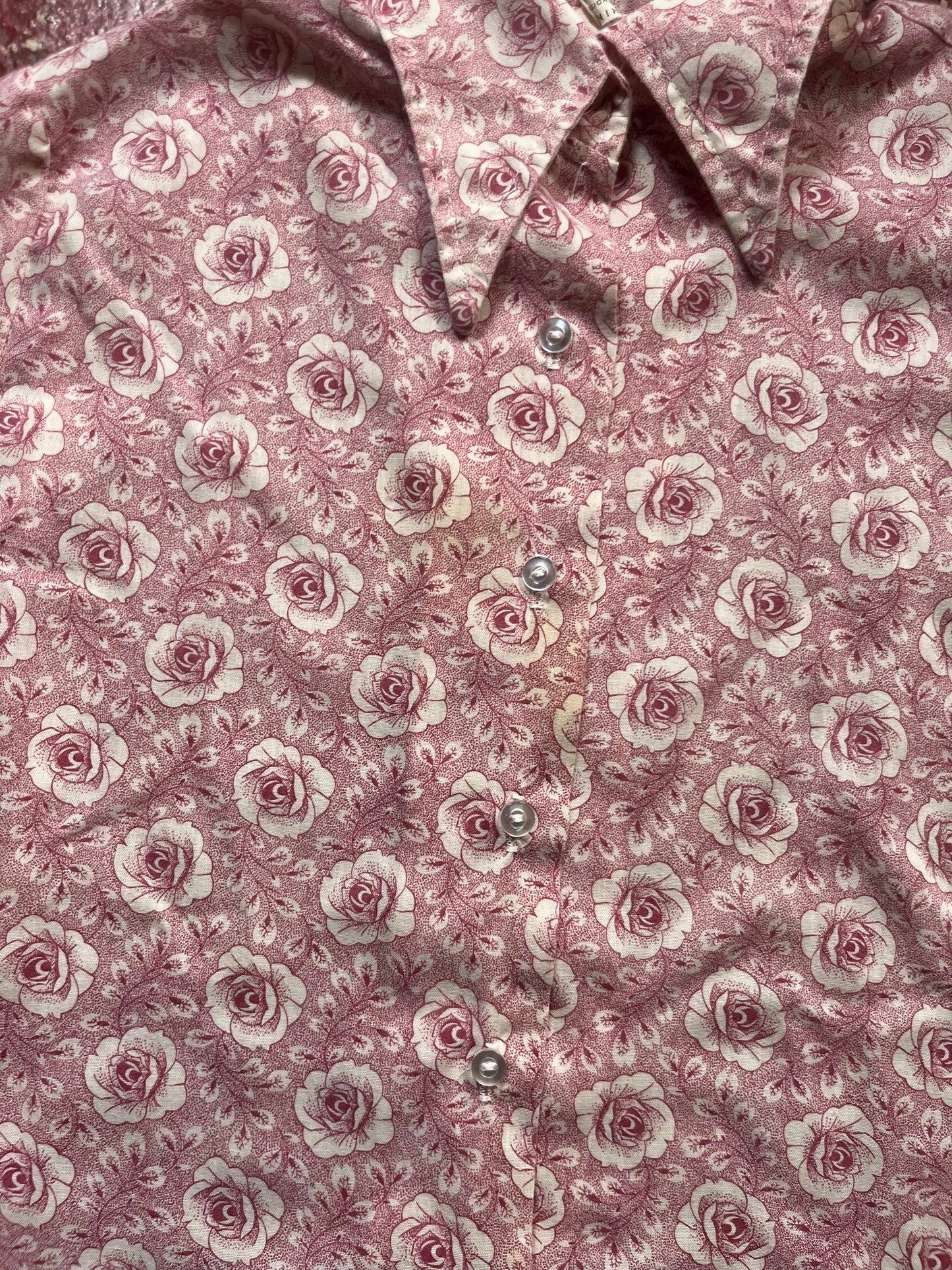 70s Pink Roses Long Sleeve Shirt