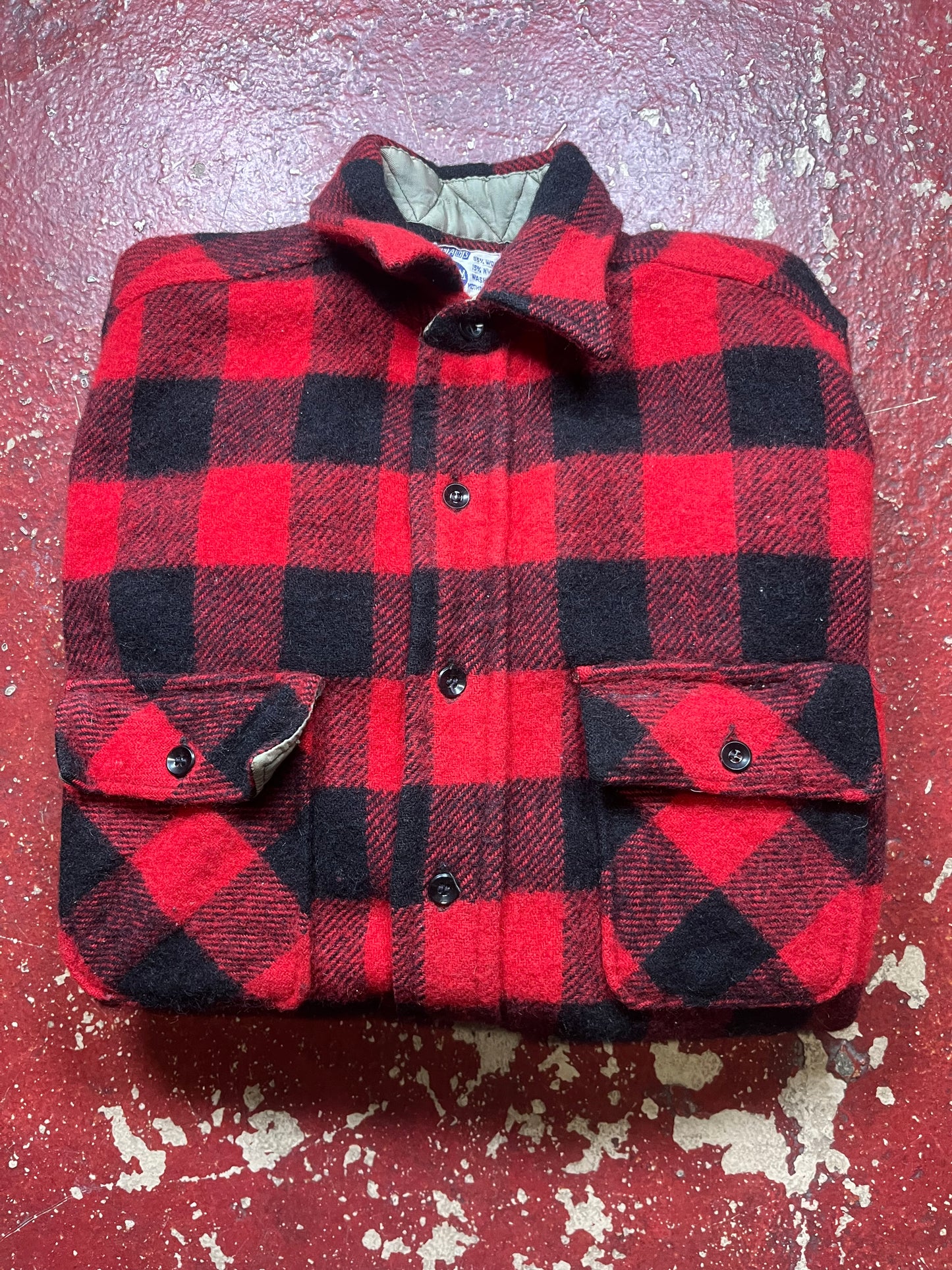 50s Pilgrim Wool Red Plaid Flannel