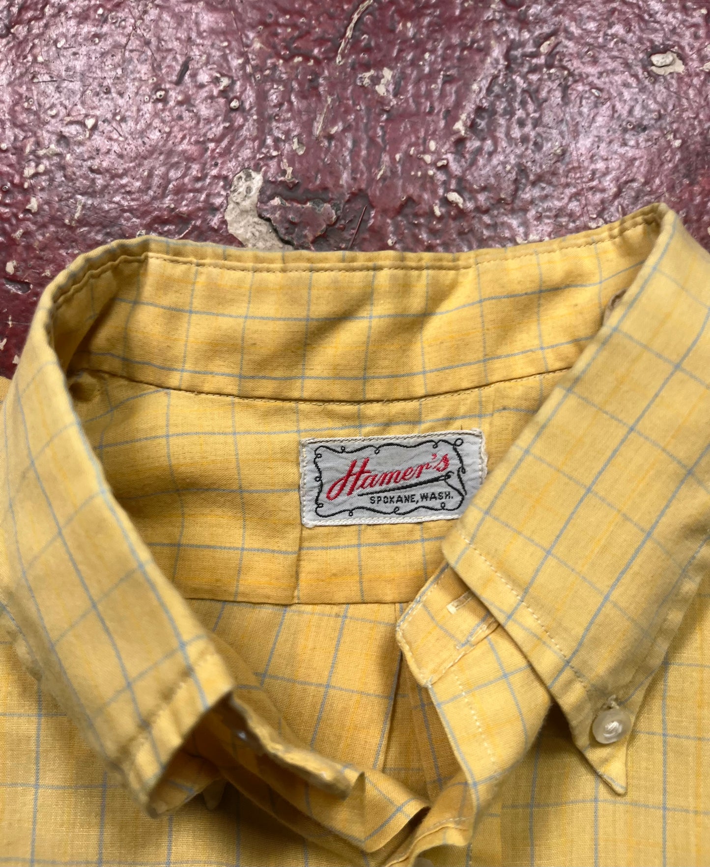 50s/60s Hamers Yellow Short Sleeve Button Up Shirt