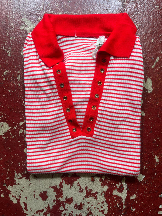 60s Nortons Point Red Striped Polo