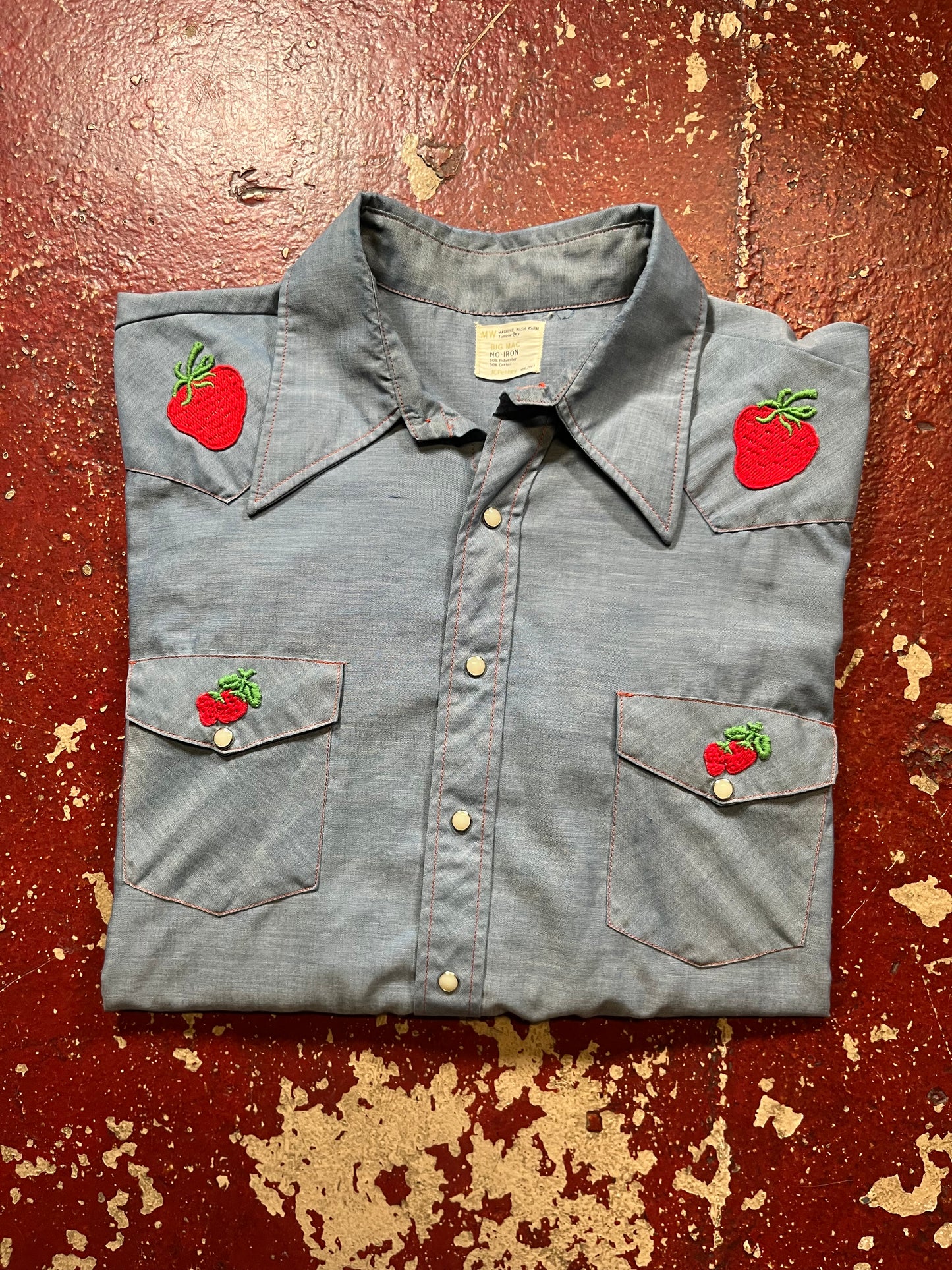 70s Big Mac Strawberry Chambray Long Sleeve Shirt