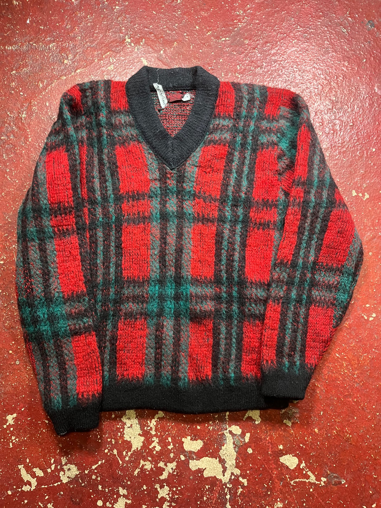 50s Plaid Wool Pullover Sweater