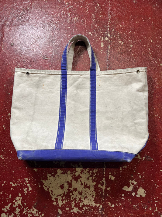 60s LL Bean White & Purple Boat N Tote Bag