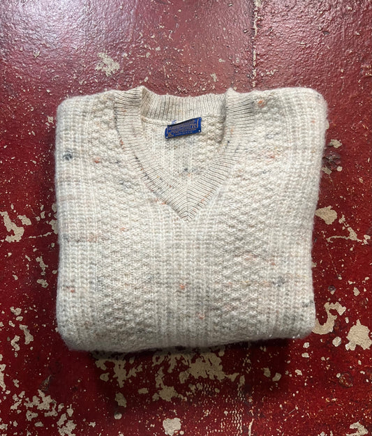 60s Pendleton White Vee Neck Sweater