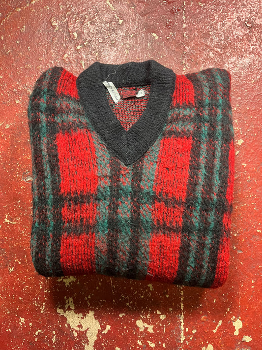 50s Plaid Wool Pullover Sweater