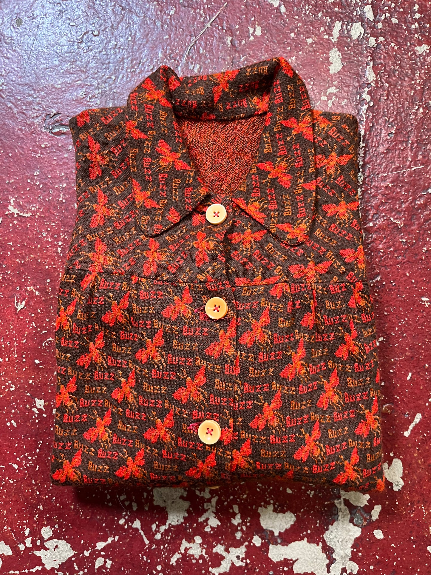 70s Bee Button Up Long Sleeve Shirt