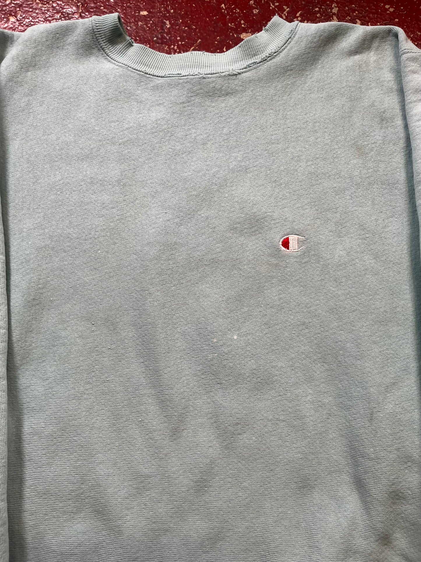 90s Champion Reverse Weave Teal Logo Crewneck