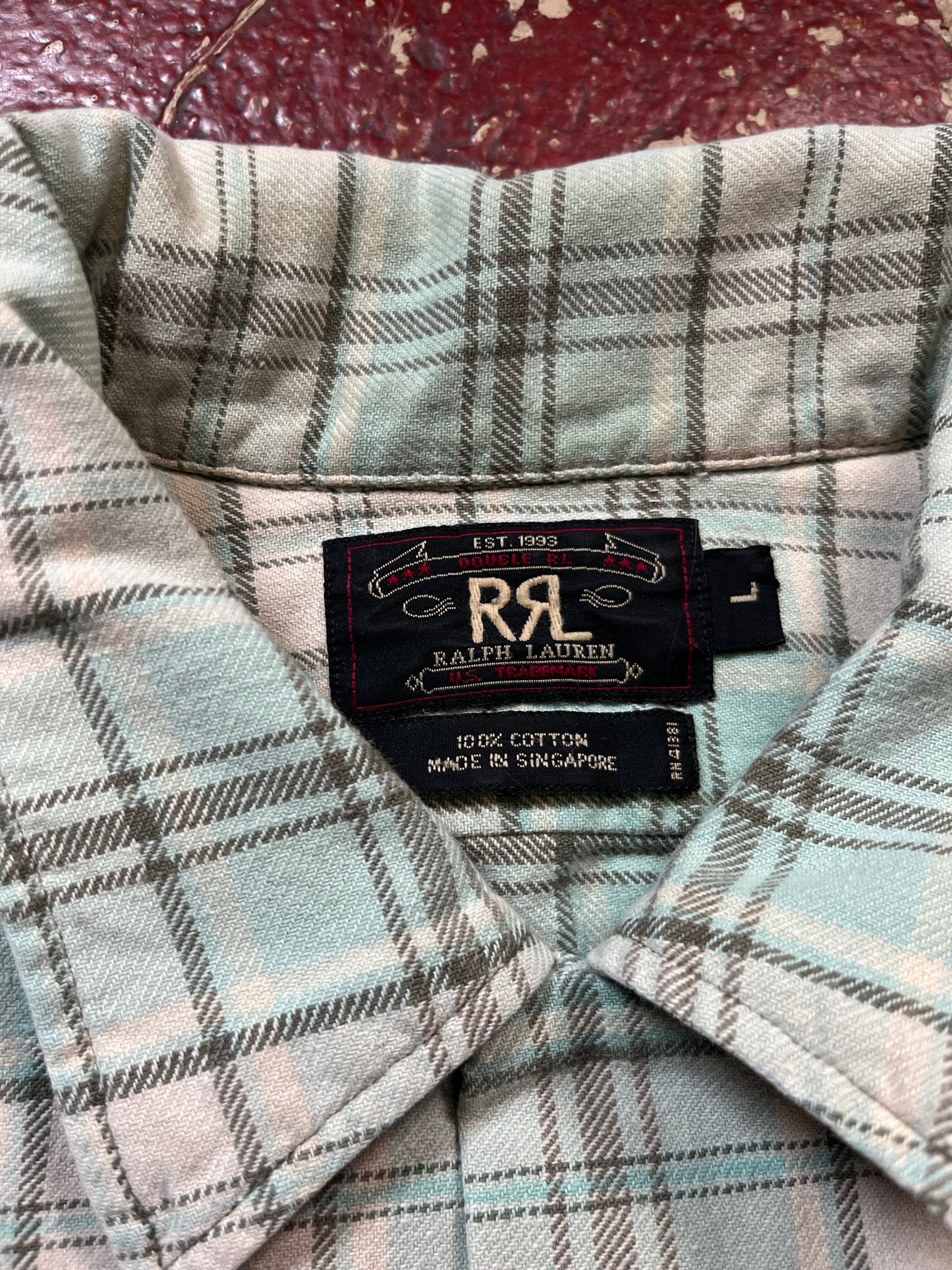 00s Double RL Green & White Flannel