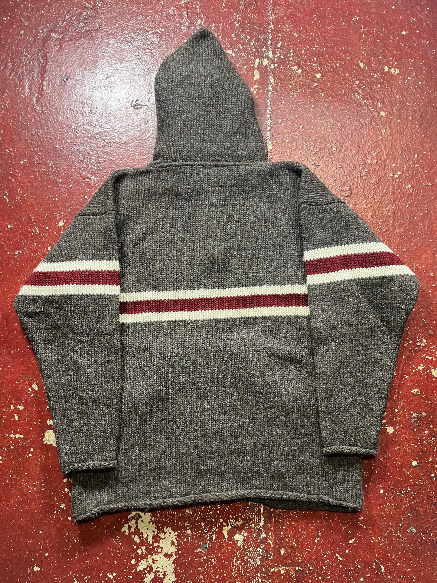 80s Brown Striped Wool Hoodie