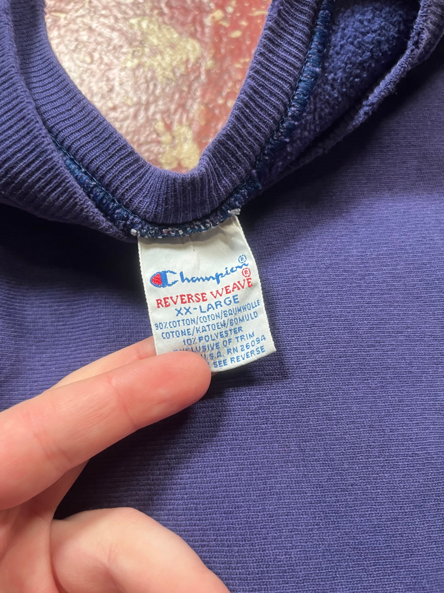 90s Champion Reverse Weave Logo Purple Crewneck
