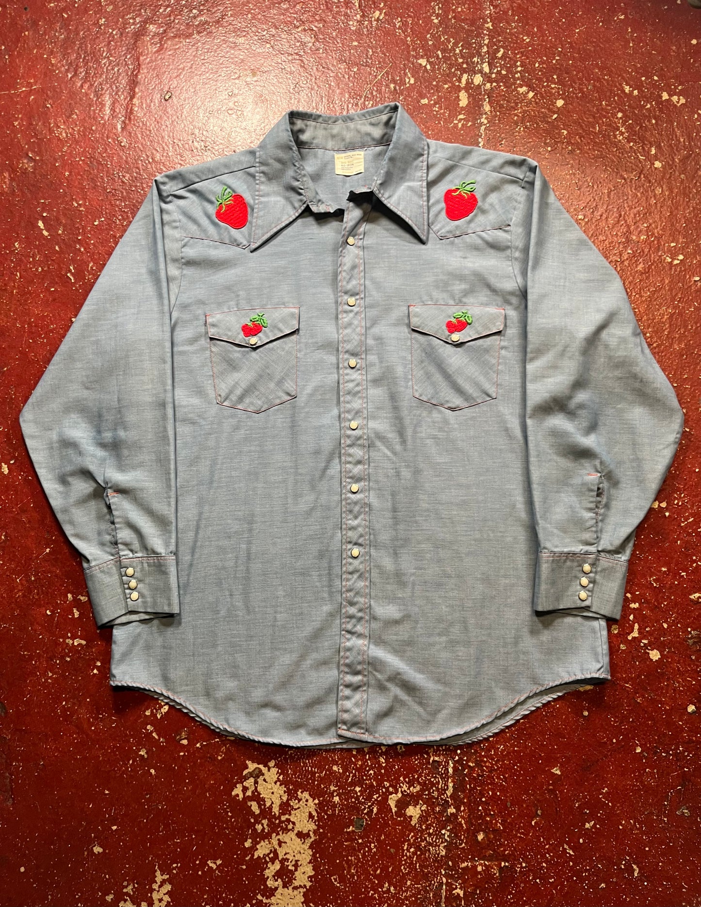 70s Big Mac Strawberry Chambray Long Sleeve Shirt