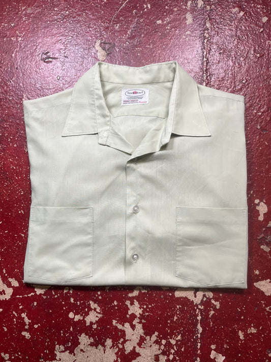 60s/70s Towncraft Green Short Sleeve Button Up Shirt