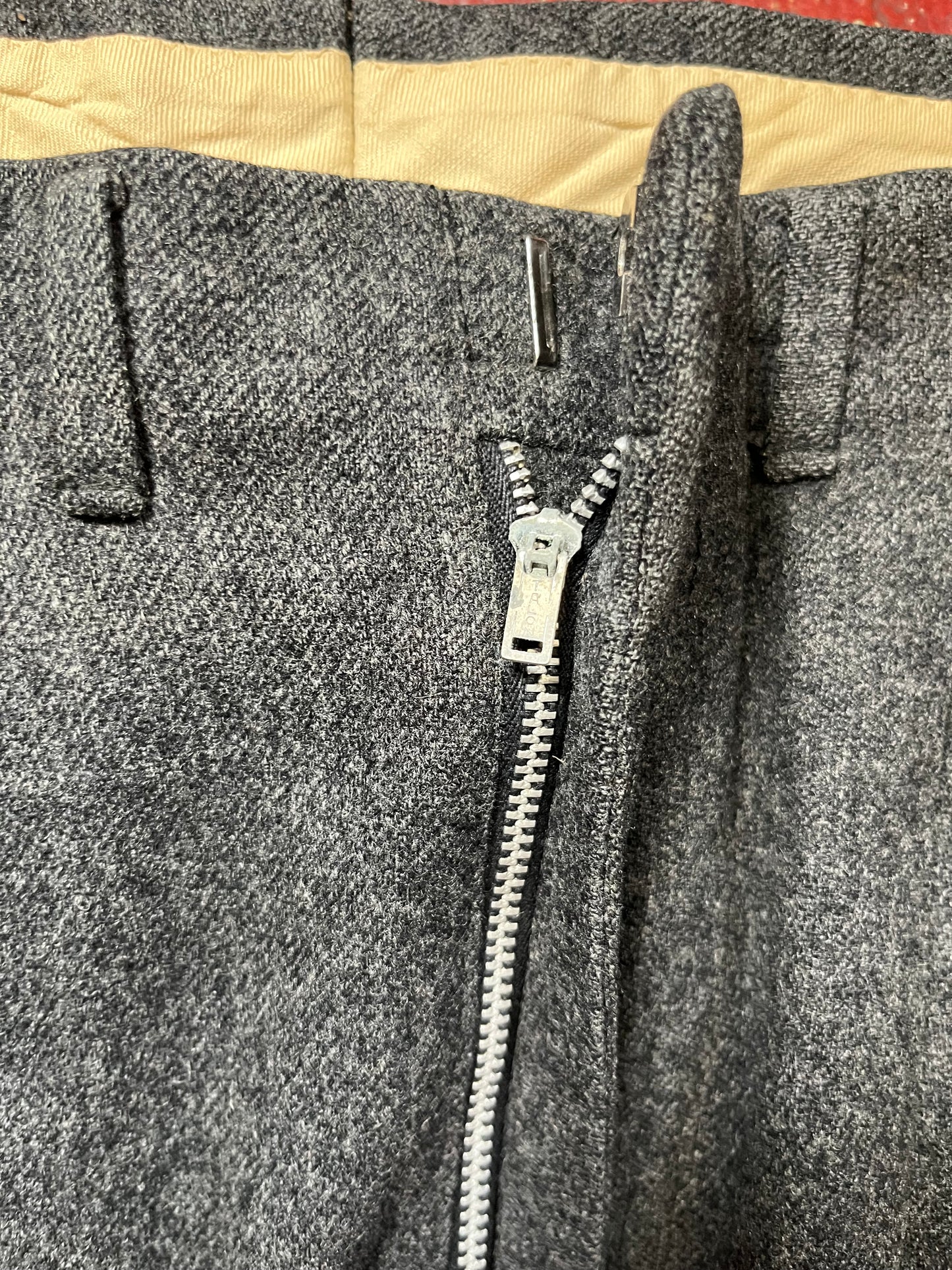 50s Drop Loop Black Wool Pants