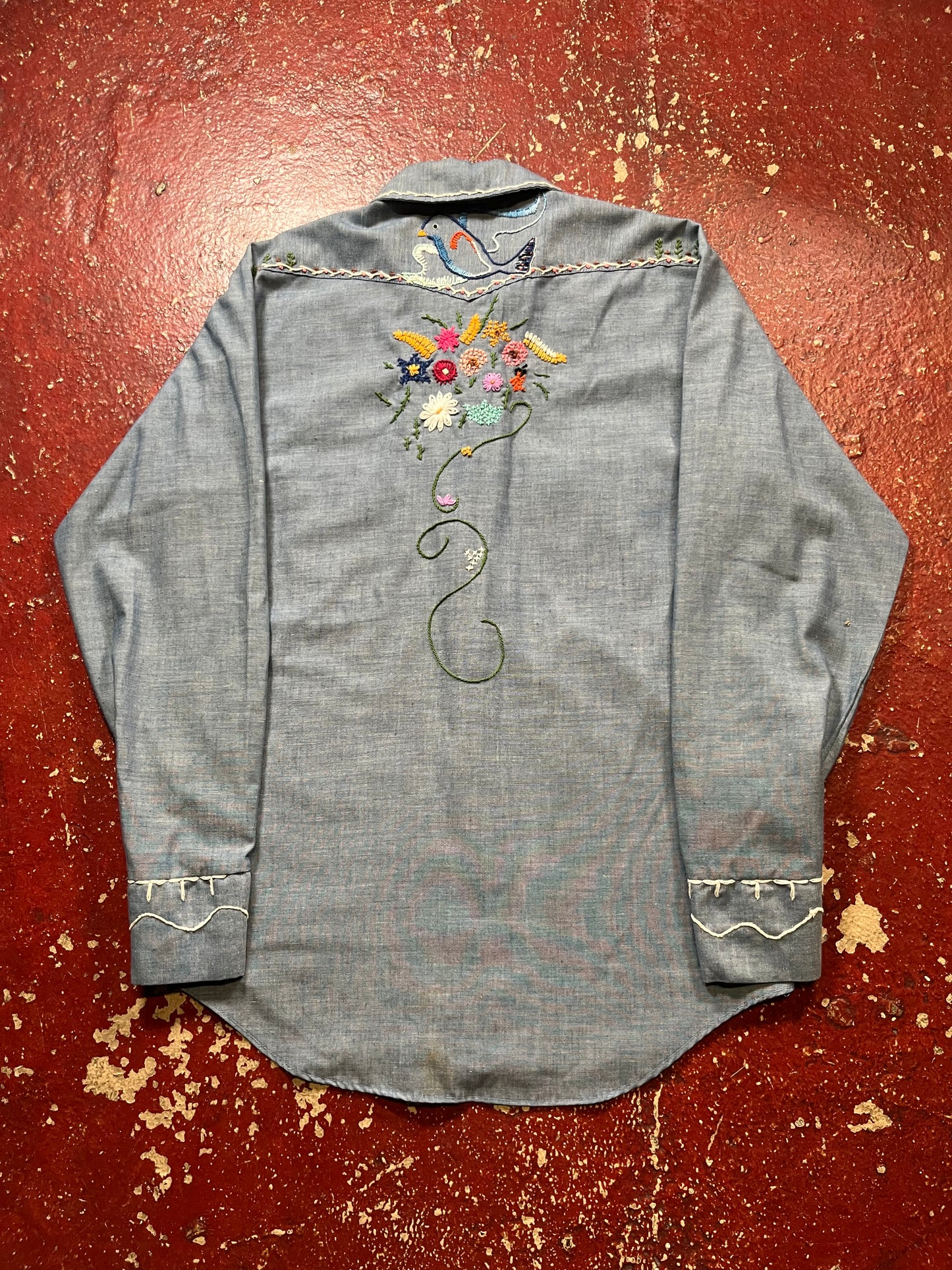 70s Bouquet Chambray Long Sleeve Shirt