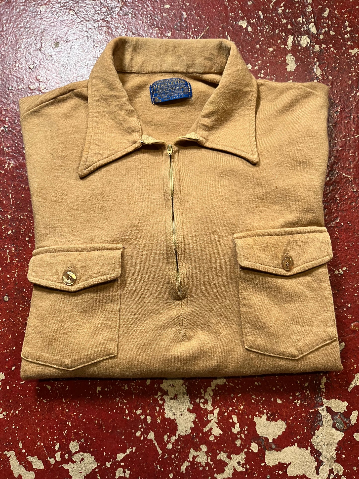 60s/70s Pendleton Quarter Zip Up Long Sleeve Shirt