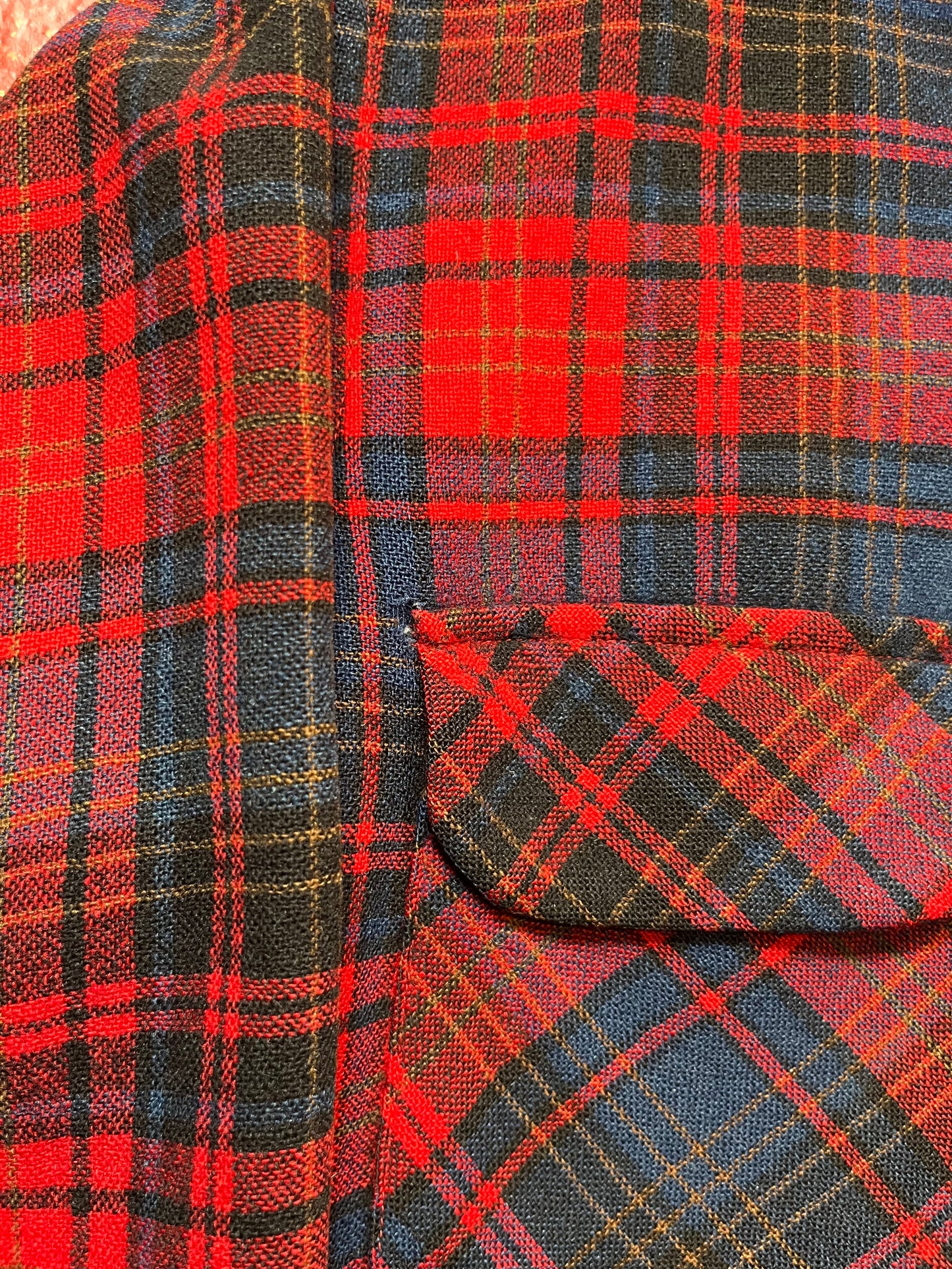 60s Blue & Red Loop Collar Long Sleeve Shirt