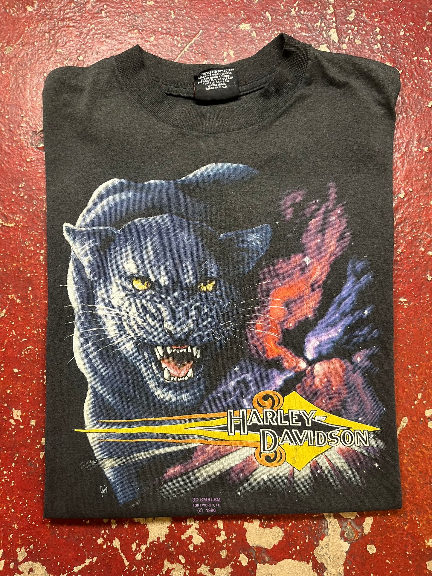 1990 3D Emblem Harley Davidson Panther Tee