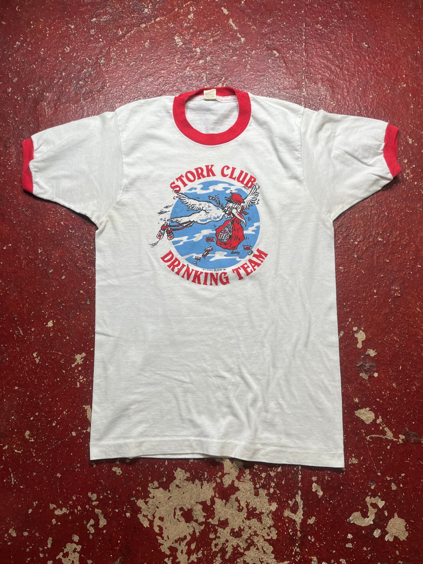 1986 Stork Drinking Club Ringer Tee