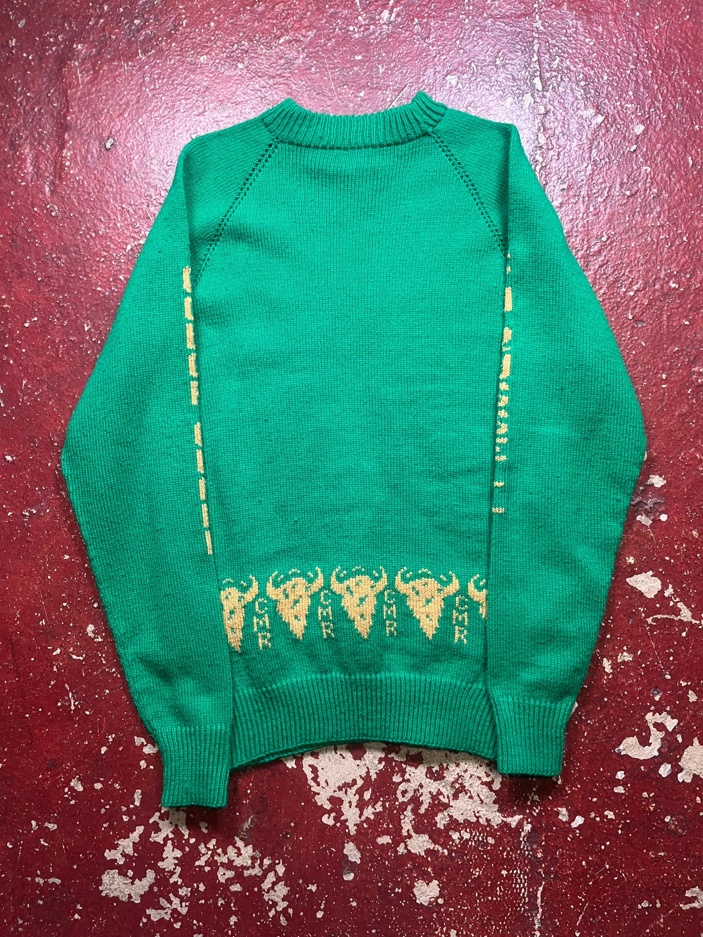 70s Color Guard Green Knit Sweater