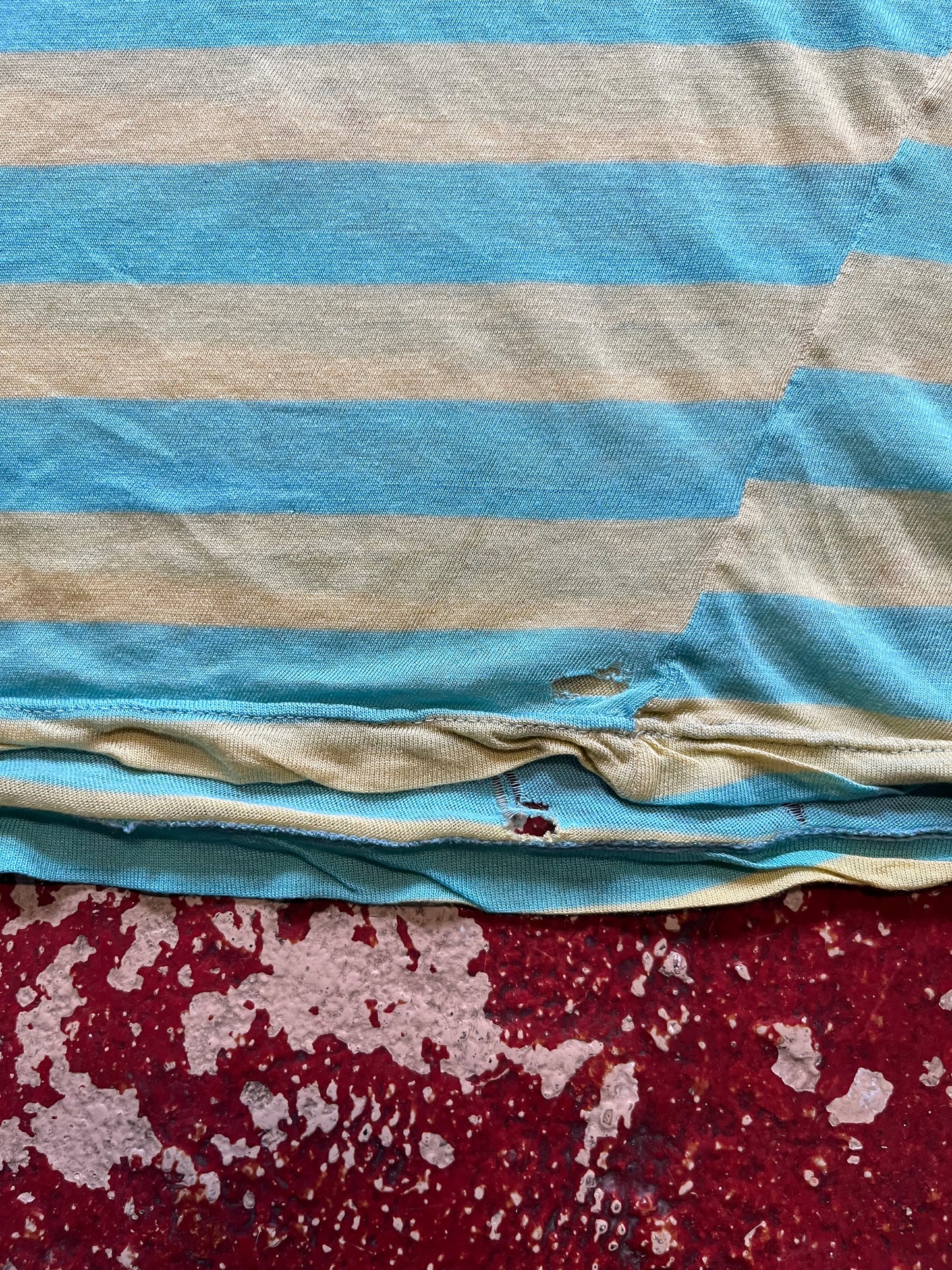 70s/80s Green & Blue Striped Tee