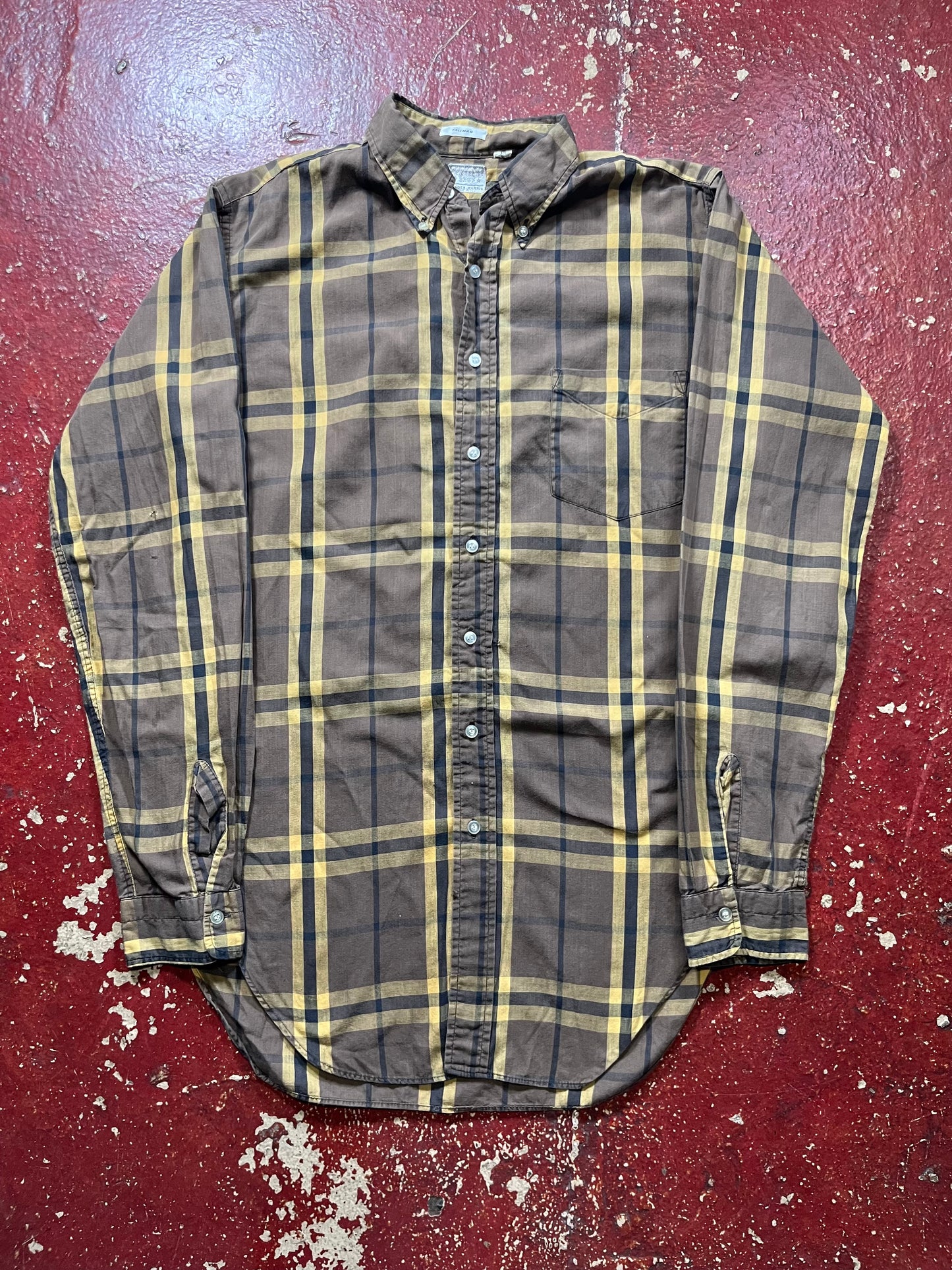 60s/70s University Shop Brown & Yellow Long Sleeve Shirt