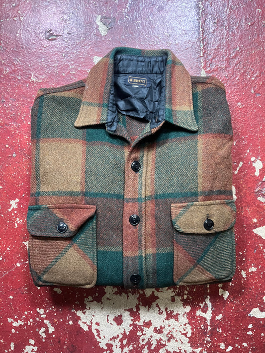 60s Brent Green & Brown Wool Flannel
