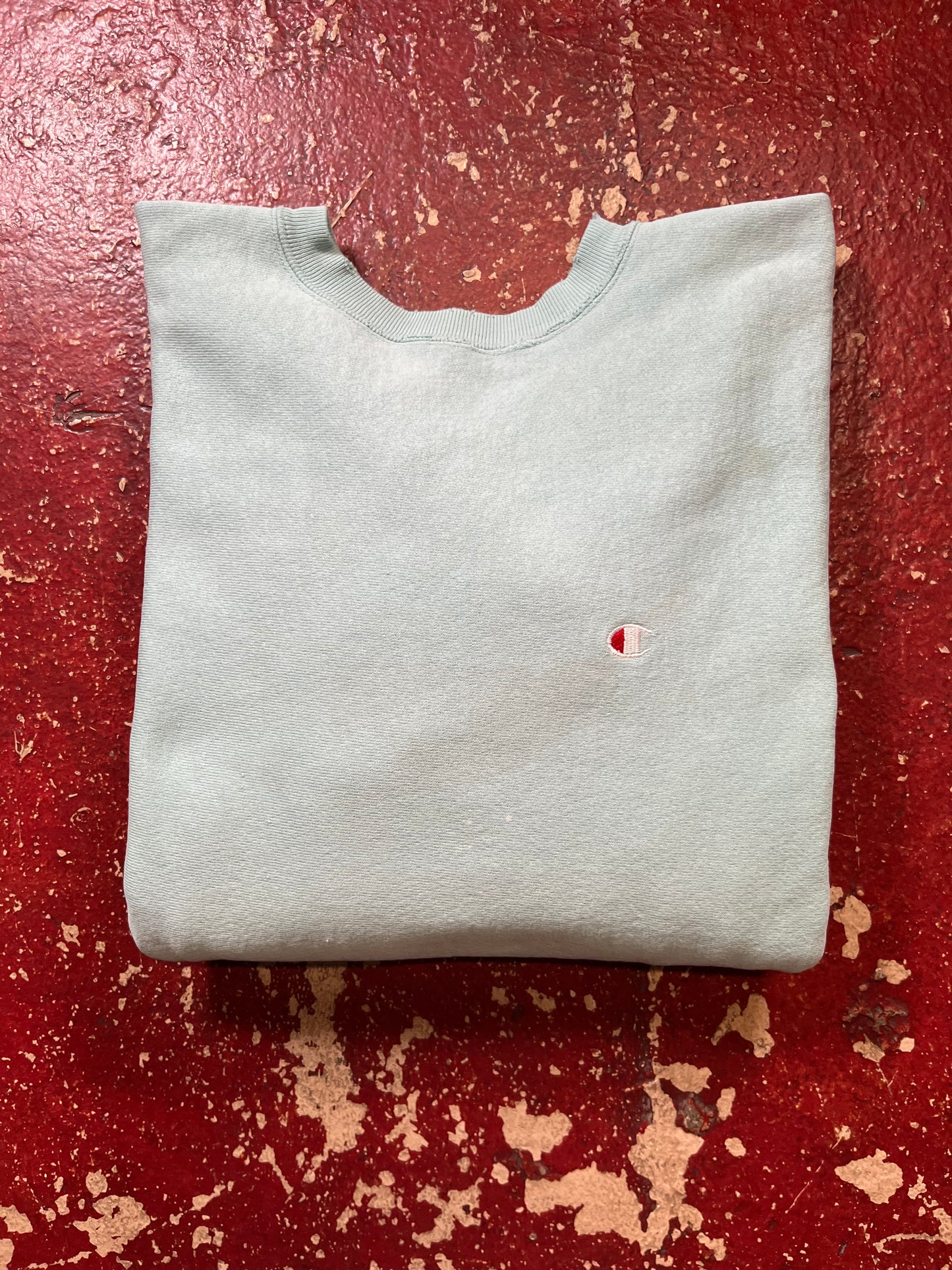 90s Champion Reverse Weave Teal Logo Crewneck