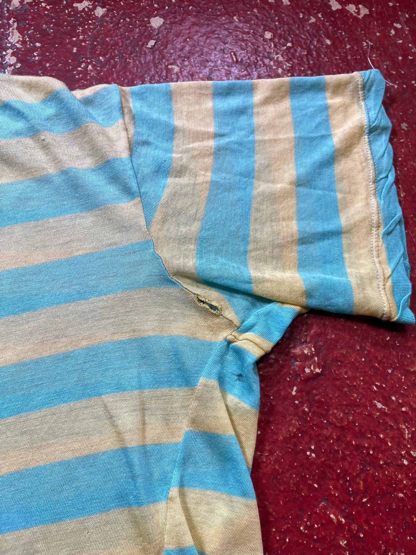 70s/80s Green & Blue Striped Tee