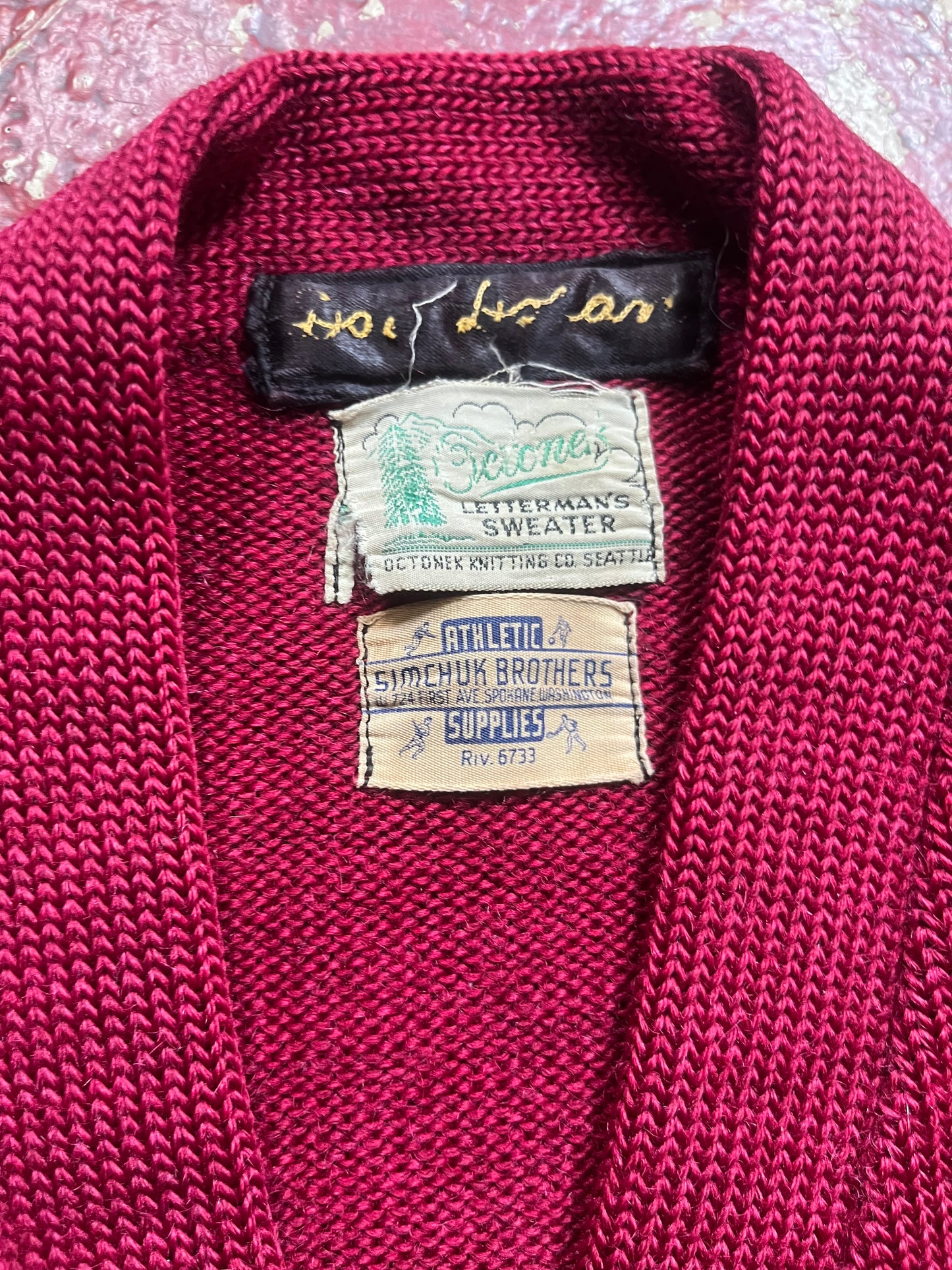 40s/50s Octonek Letterman Wool Cardigan